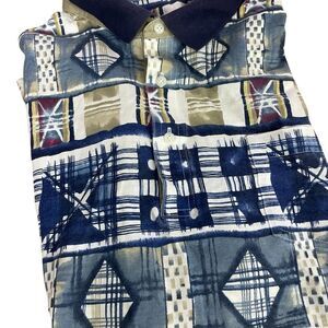 Cotton Mist size 3XL Men's Blue Patterned Shirt